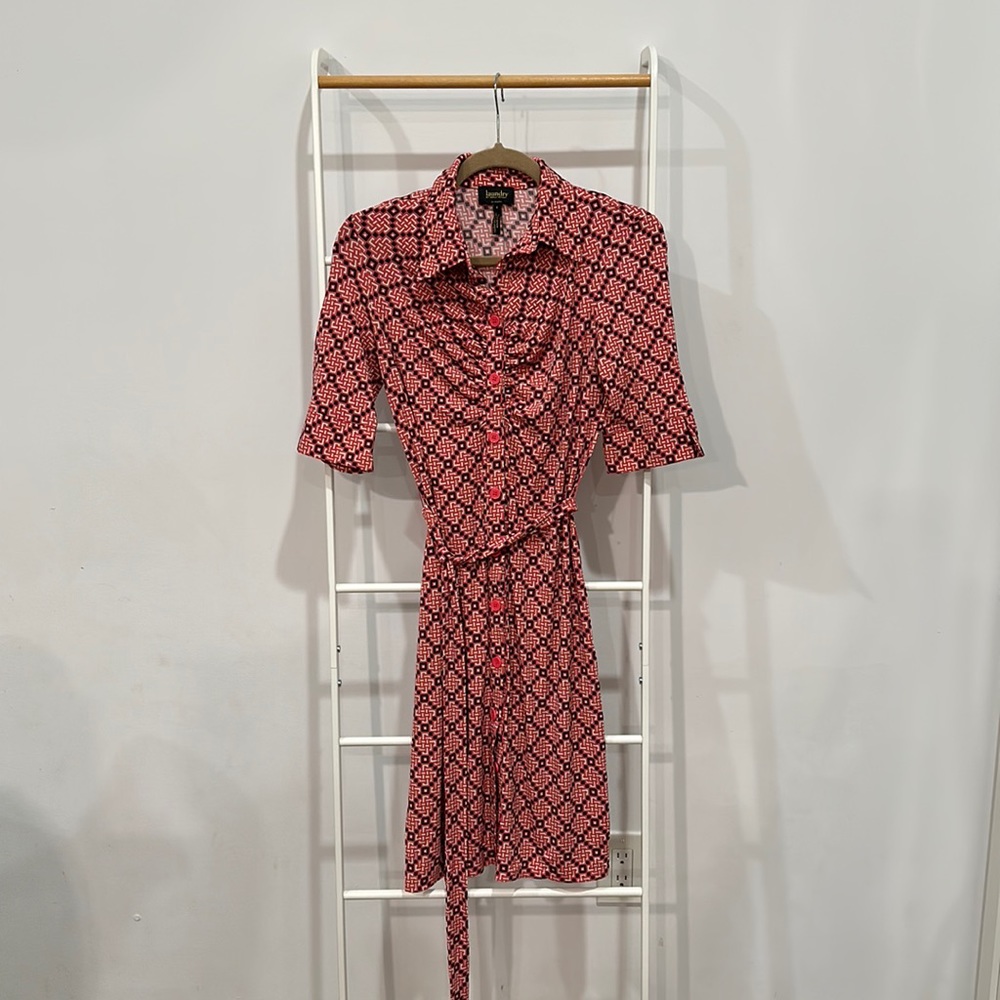 Laundry by Shelli Segal Retro Ruched Dress with Tied Waist - Size 4 - Pink